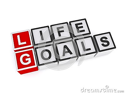 Life goals word block on white Stock Photo