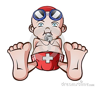 Life Guard Baby Vector Illustration