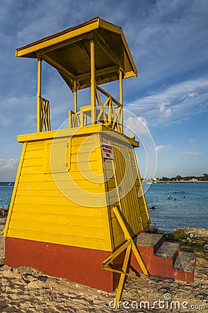 Life guard tower Barbados Stock Photo