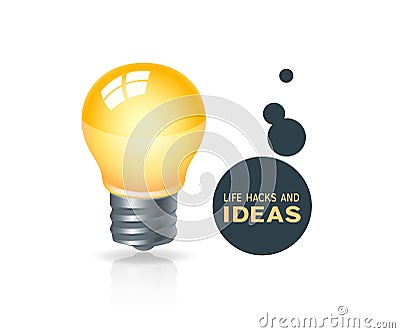 Life hacks or business ideas concept with light bulb icon Vector Illustration