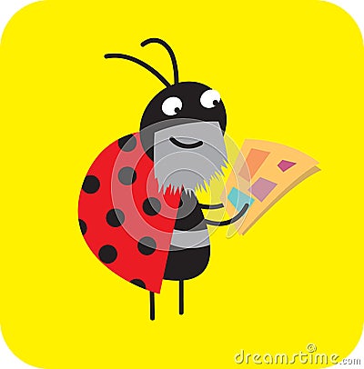 Life of insects. bearded beetle reading morning newspaper. Vector Illustration