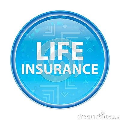 Life Insurance floral blue round button Stock Photo