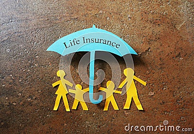 Life Insurance paper family Stock Photo