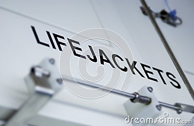 Life jacket compartment Stock Photo