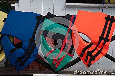 Life Jackets in Zihuatanejo Stock Photo