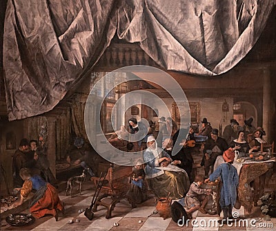 The life of man, painting by Jan Steen Stock Photo