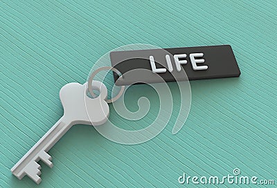 LIFE, message on keyholder Stock Photo