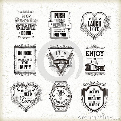 Life motivational and inspirational quotes set Vector Illustration