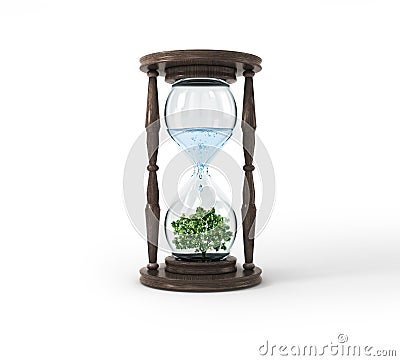 Life process of tree inside Glass clock, Stock Photo