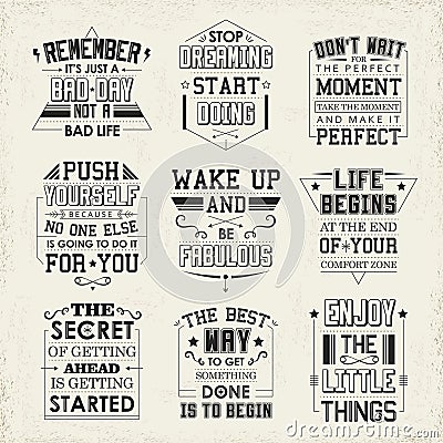 Life quotes set Vector Illustration