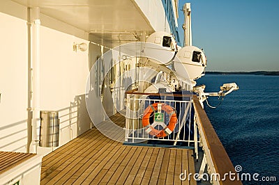 Life rafts on cruise ship Stock Photo