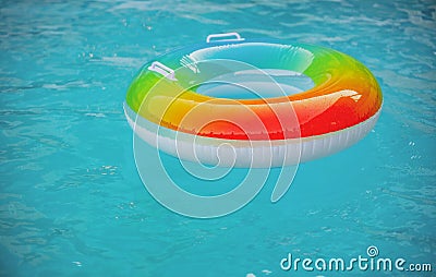 Life save on water. Help for drowning person. Safety rubber circle. Help concept. Stock Photo