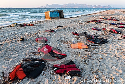 Life savers of refugees in Greece Editorial Stock Photo