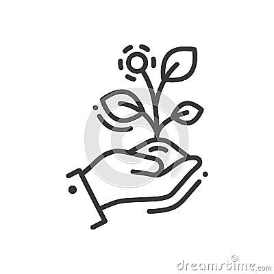 Life in seed - modern vector single line icon Vector Illustration