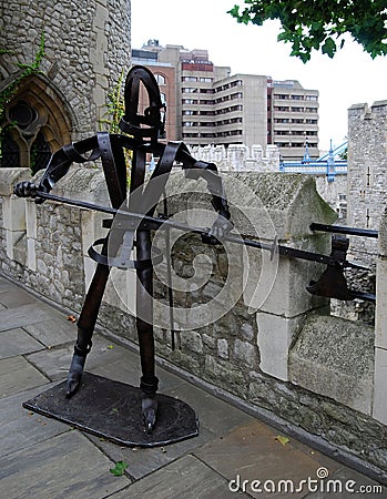 Life size metal soldier sculpture in the Tower of London Editorial Stock Photo