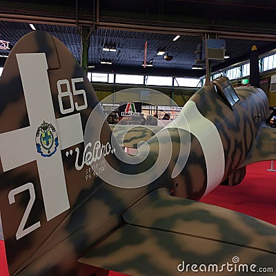 Life-size resin model of Italian fighter Macchi Mc 205 Veltro from World War II. Editorial Stock Photo