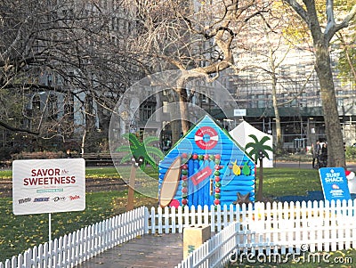 Life-sized gingerbread houses pop-up in Madison Square Park Editorial Stock Photo