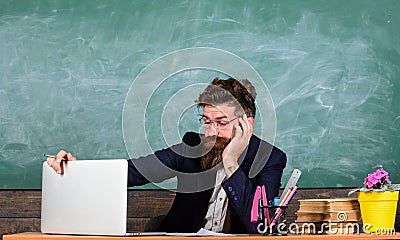 Life of teacher full of stress. Educators more stressed at work than average people. High level fatigue. Exhausting work Stock Photo