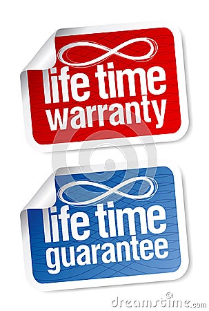 Life time guarantee stickers Stock Photo