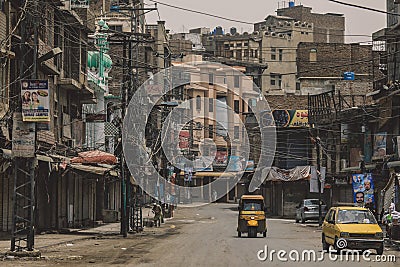 Daily Life View to the Peshawar City Center Empty Streets, Pakistan Editorial Stock Photo