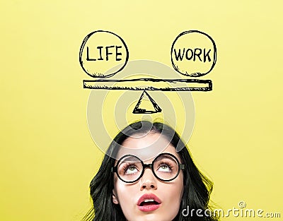 Life and work balance with young woman Stock Photo