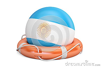 Lifebelt with Argentina flag, safe, help and protect concept. 3D rendering Stock Photo