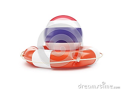 Lifebelt with Costa Rica flag help on a white background Cartoon Illustration