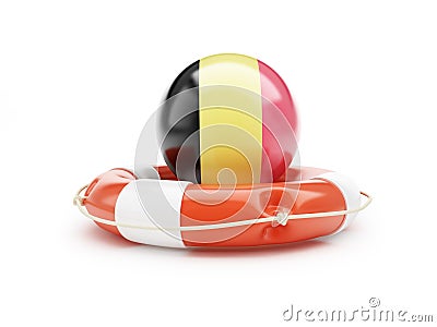 Lifebelt with German flag 3D illustration Cartoon Illustration