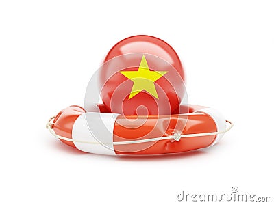 Lifebelt with Vietnam flag help on a white background Cartoon Illustration