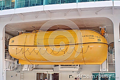 Lifeboat on a cruise ship Editorial Stock Photo