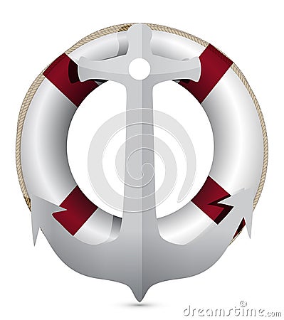 Lifebuoy with anchor illustration design Vector Illustration