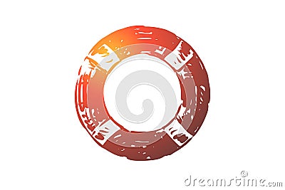 Lifebuoy, emergency, help, lifesaver, rescue concept. Hand drawn isolated vector. Vector Illustration