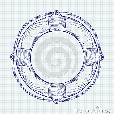 Lifebuoy. Hand drawn sketch Vector Illustration