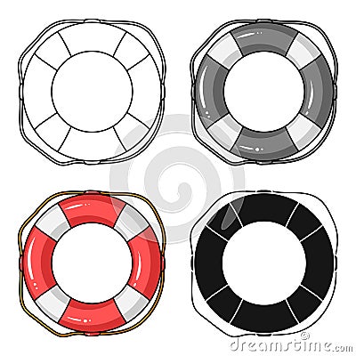 Lifebuoy icon in cartoon style isolated on white background. Surfing symbol stock vector illustration. Vector Illustration