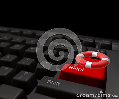 Lifebuoy icon on the internet keyboard Cartoon Illustration