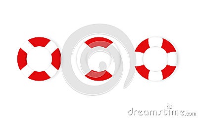 Lifebuoy icon set in realistic look. Equipment of rescuers. Symbol lifesaver swim. Rescue of drowning in the open sea. Vector on Vector Illustration