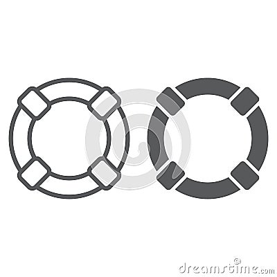 Lifebuoy line and glyph icon, sos Vector Illustration