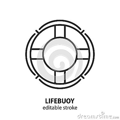 Lifebuoy line vector icon. Life saving sign. Editable stroke Vector Illustration