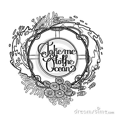 Lifebuoy with ocean design Vector Illustration