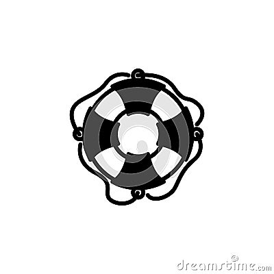 Lifebuoy vector icon. sos and safety ring sign. life buoy symbol. life saver simple logo black on white. help or debark Vector Illustration