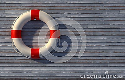 Lifebuoy on wall Stock Photo