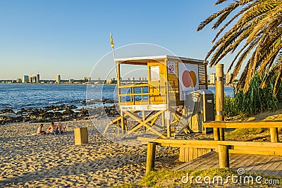 Lifeguard Cabin, Punta del Este, Uruguay Editorial Stock Photo