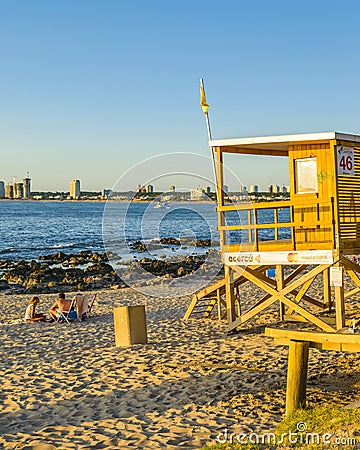Lifeguard Cabin, Punta del Este, Uruguay Editorial Stock Photo