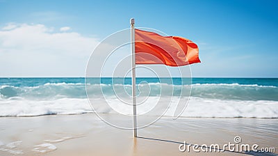Lifeguard flag signals safe swimming conditions at beach.AI Generated Stock Photo
