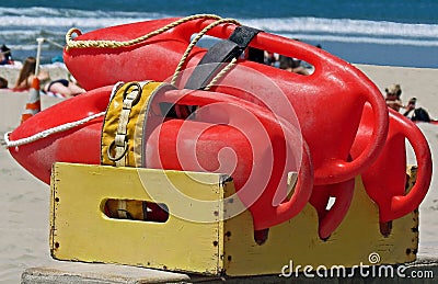Lifeguard Rescue Buoys (Rescue Cans) Stock Photo