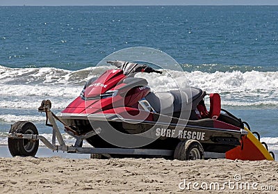 A Lifeguard Rescue Personal Watercraft (PWC) Stock Photo