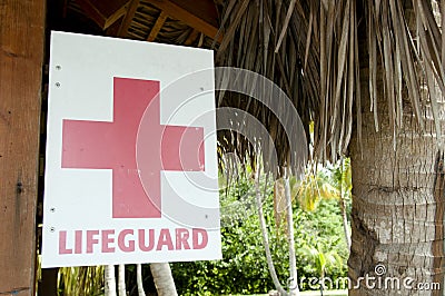 Lifeguard Sign Editorial Stock Photo