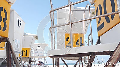 Lifeguard stand or life guard tower for surfing, California ocean beach, USA. Stock Photo