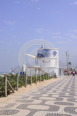 Lifeguard station Posto 9 in Ipanema Editorial Stock Photo