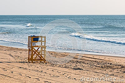 Lifeguard Tower on Beach at the Virginia Beach Oceanfront Stock Photo